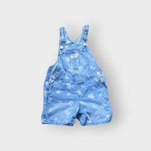 5T Oshkosh B'Gosh Blue Denim Overall Shorts with PrinteD Flowers and Butterflies